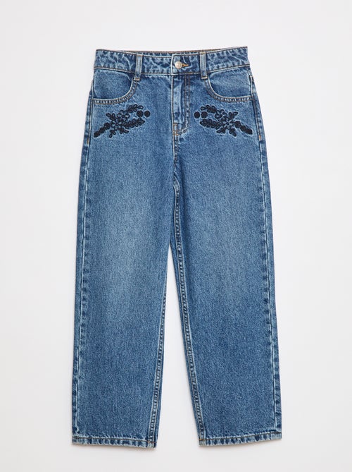 Jean straight avec broderies - Kiabi