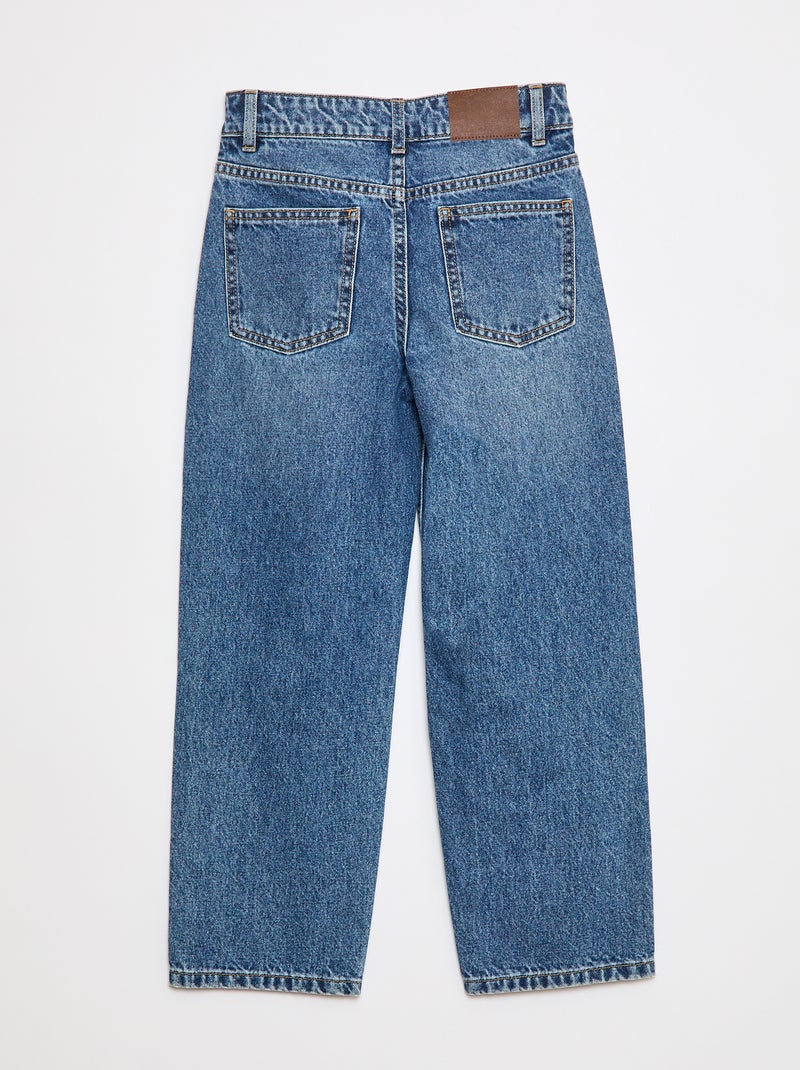 Jean straight avec broderies Bleu - Kiabi