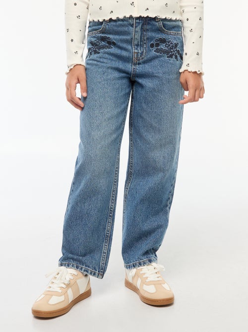 Jean straight avec broderies - Kiabi