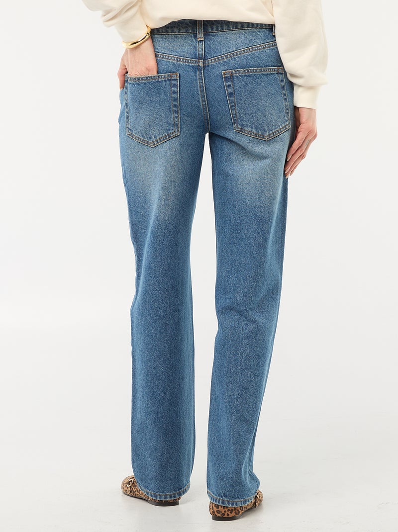 Jean straight / coupe droite à taille haute - L32 Bleu - Kiabi