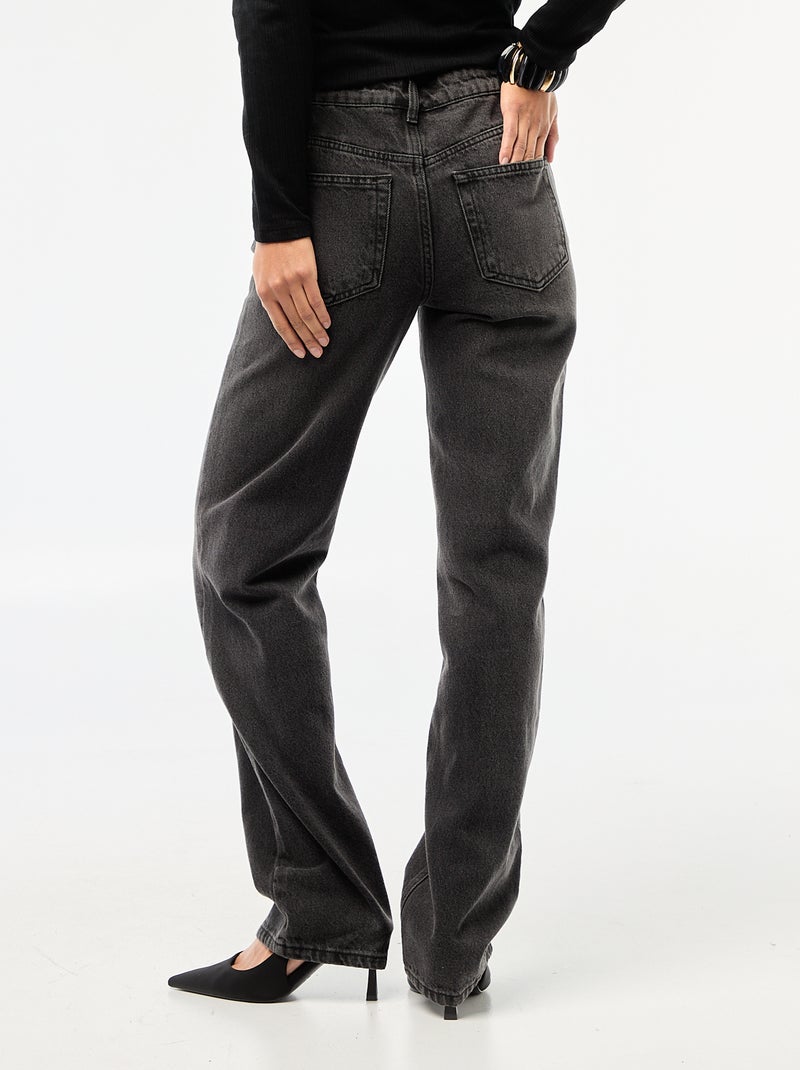 Jean straight / coupe droite à taille haute - L32 Noir - Kiabi