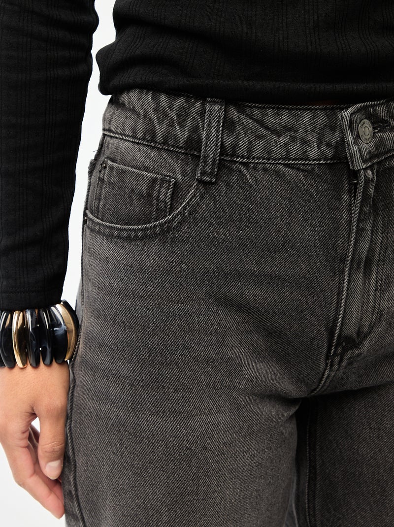 Jean straight / coupe droite à taille haute - L32 Noir - Kiabi