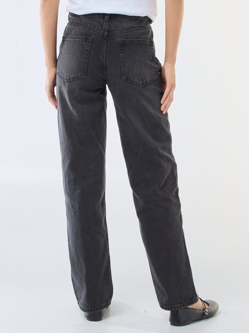 Jean straight denim en coton Noir - Kiabi