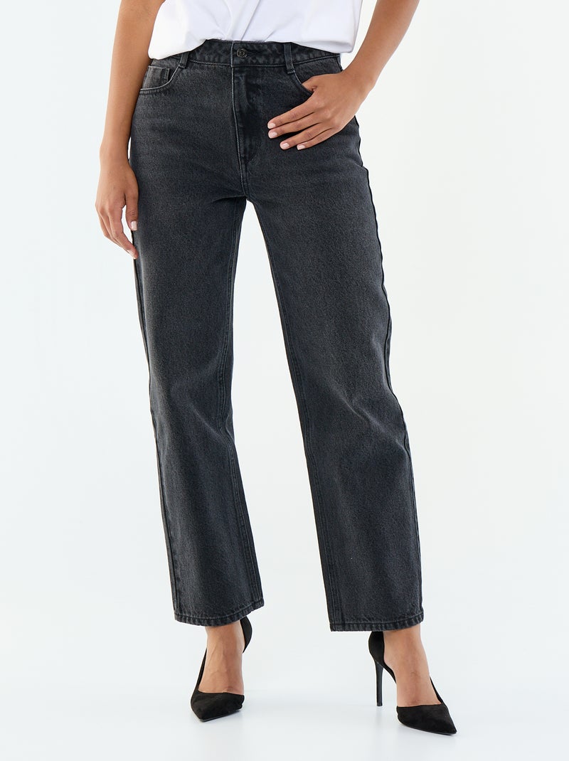 Jean straight denim en coton Noir - Kiabi