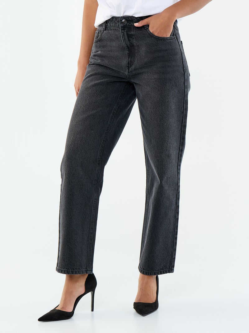 Jean straight denim en coton Noir - Kiabi