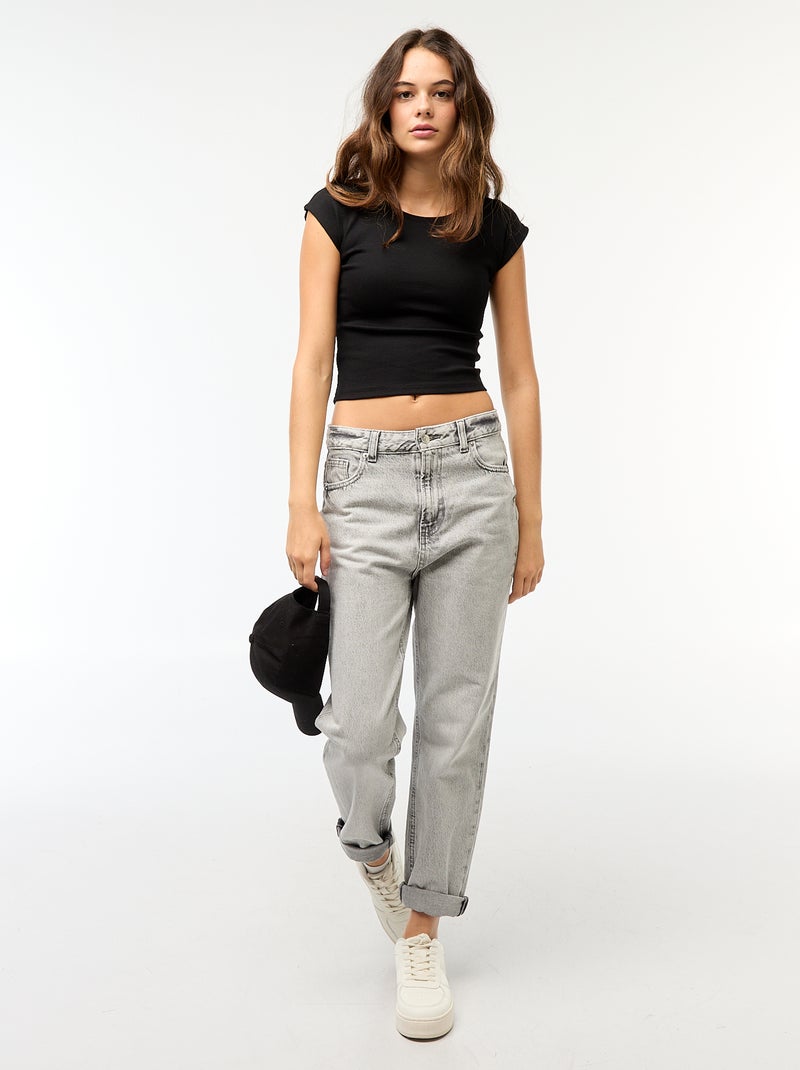 Jean straight fit Gris - Kiabi