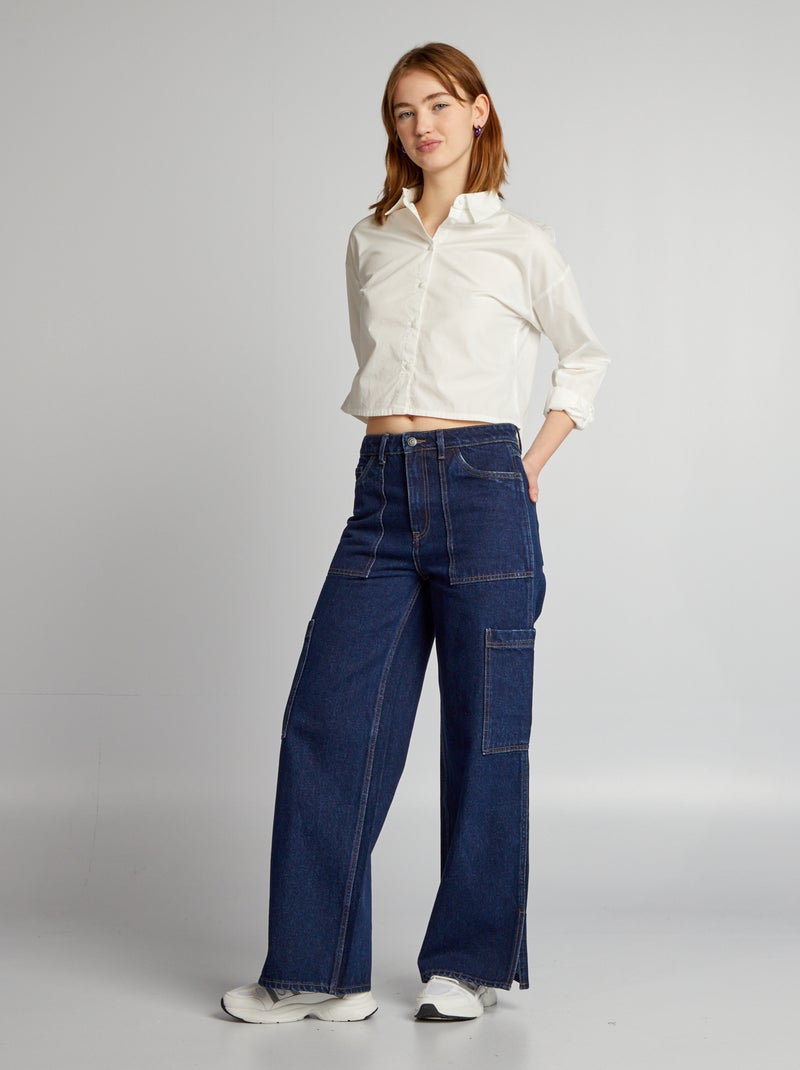 Jean straight multipoches Bleu - Kiabi