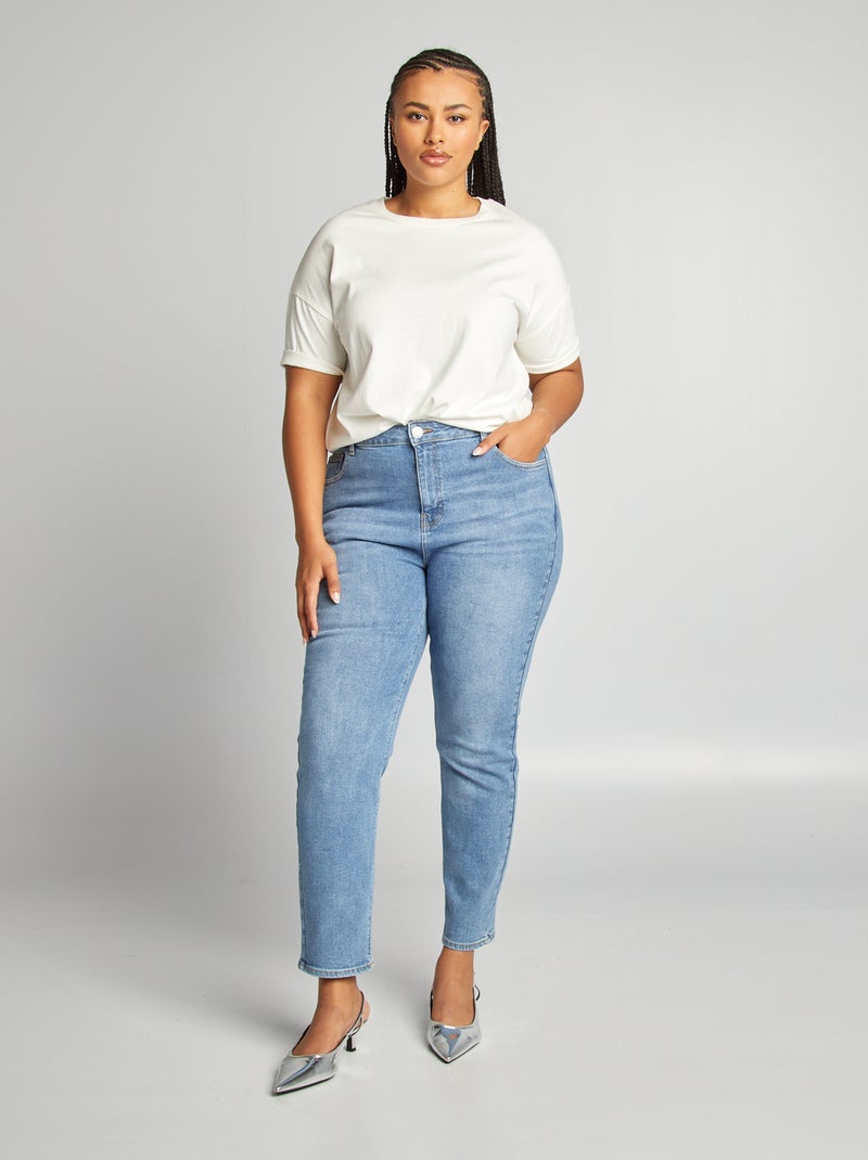 Jean straight taille haute Bleu - Kiabi