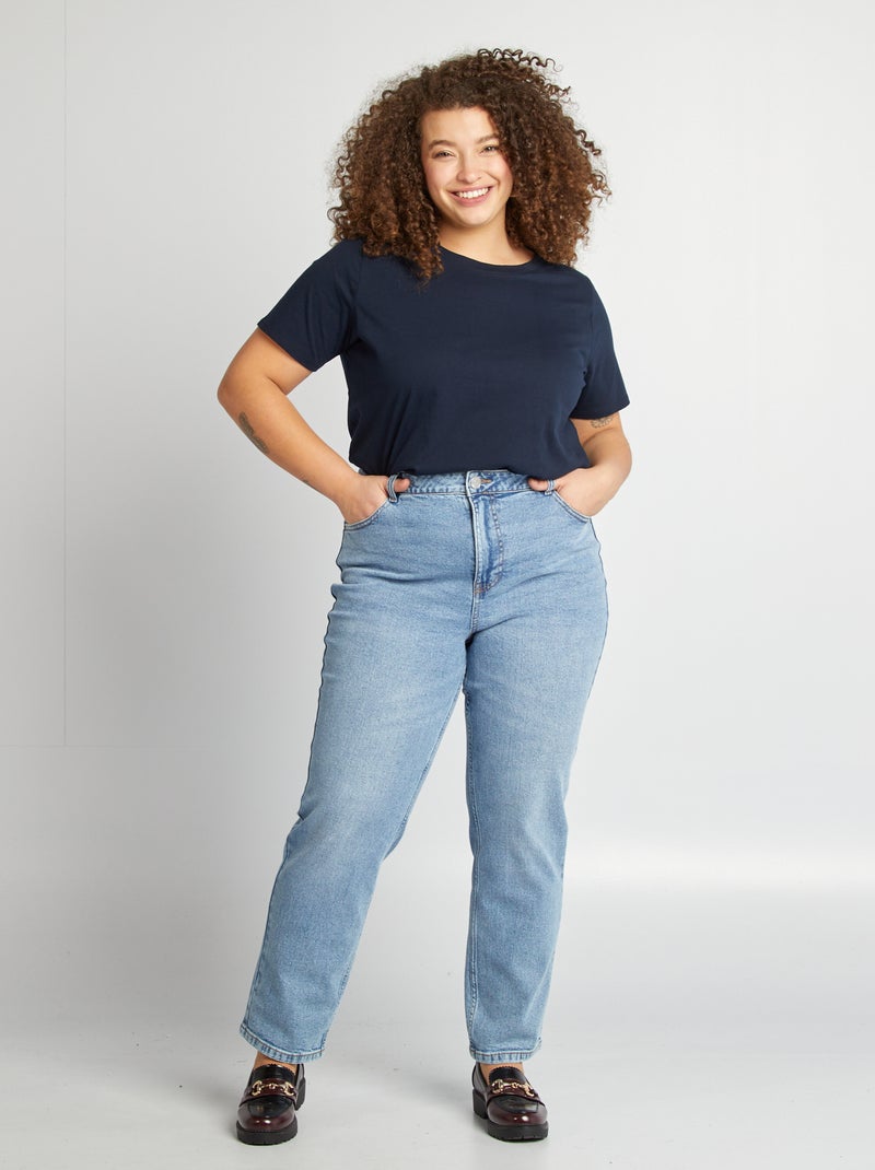 Jean straight taille haute BLEU - Kiabi