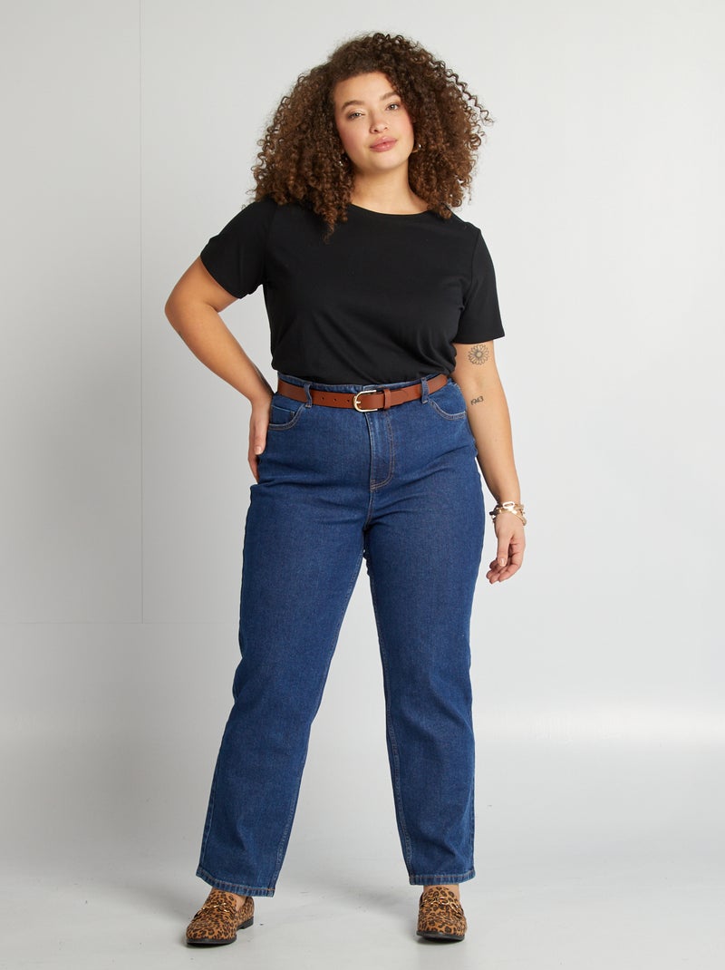 Jean straight taille haute BLEU - Kiabi