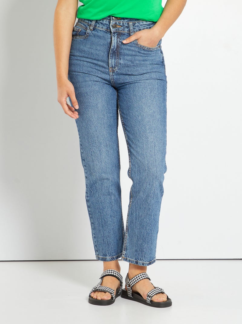 Jean straight taille haute Bleu stone - Kiabi