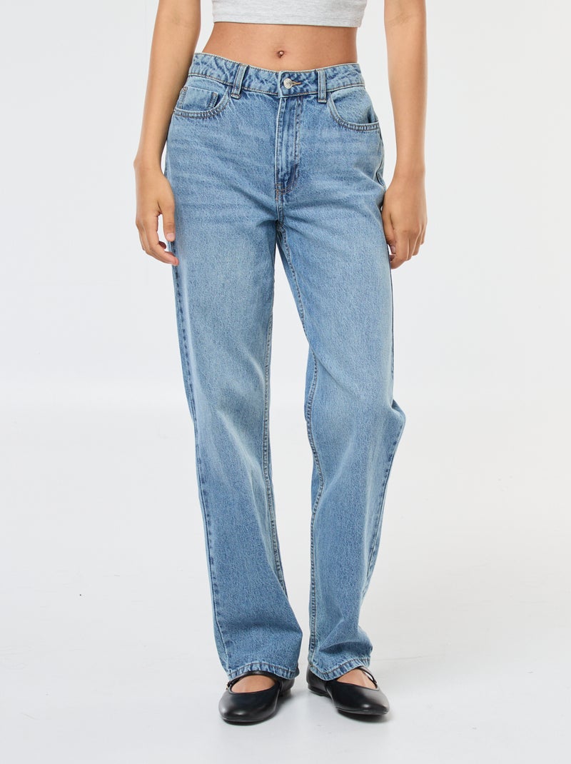 Jean straight taille haute Double stone - Kiabi