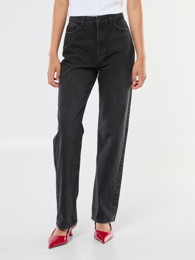 Jean straight taille haute Gris - Kiabi