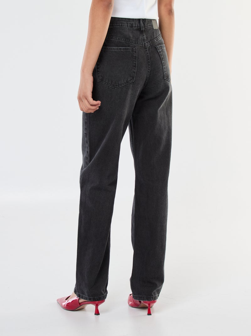Jean straight taille haute Gris - Kiabi