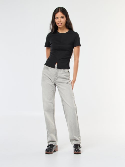 Jean straight taille haute - Kiabi