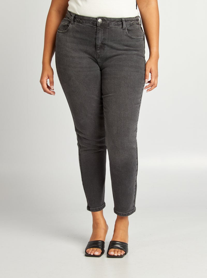 Jean straight taille haute Noir - Kiabi