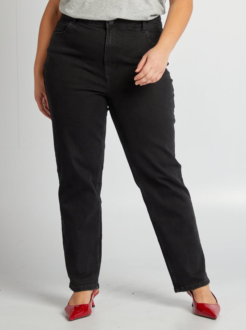 Jean straight taille haute Noir - Kiabi