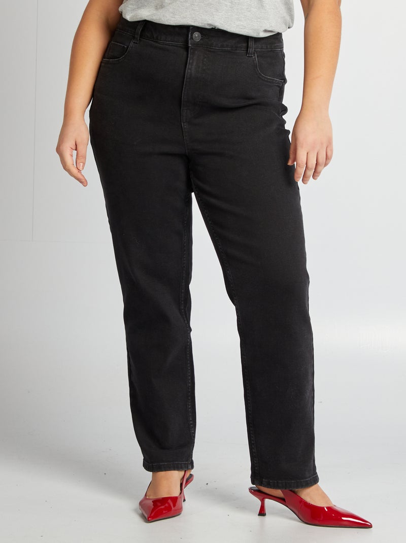 Jean straight taille haute Noir - Kiabi