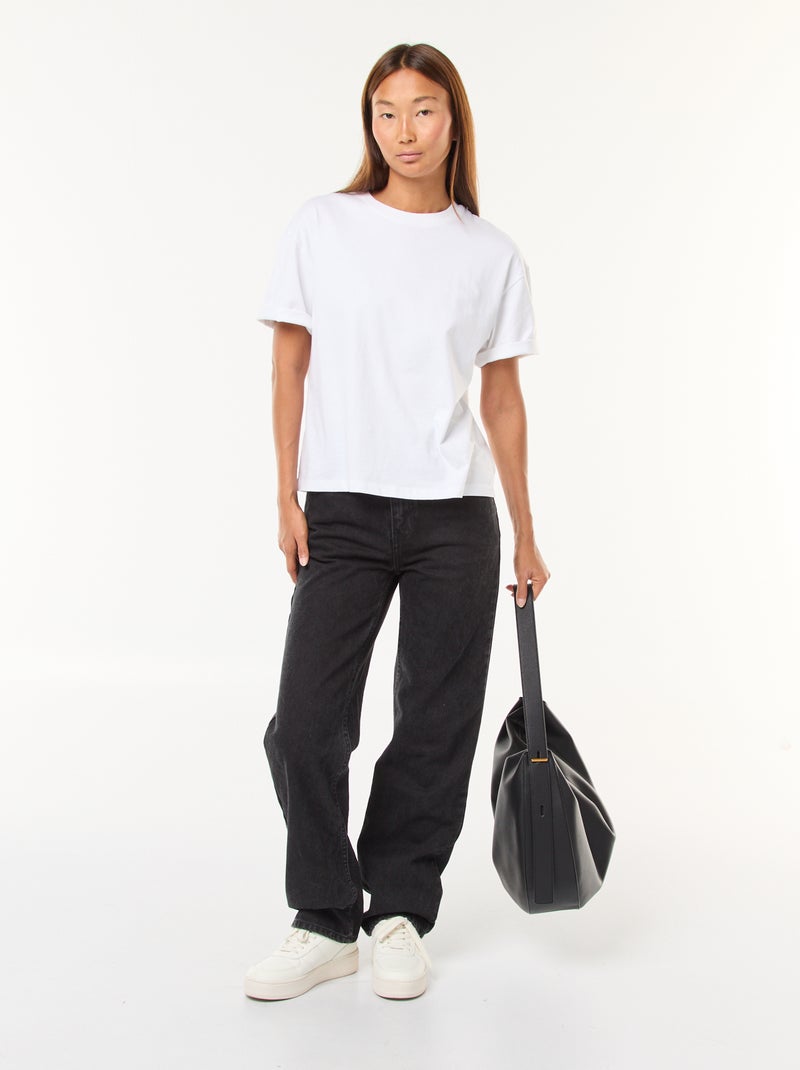 Jean straight taille haute Noir - Kiabi