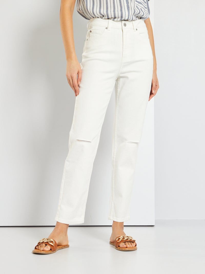 Jean straight troué blanc - Kiabi