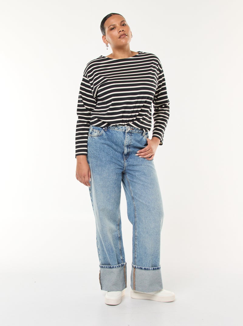 Jean straight turn up Bleu - Kiabi