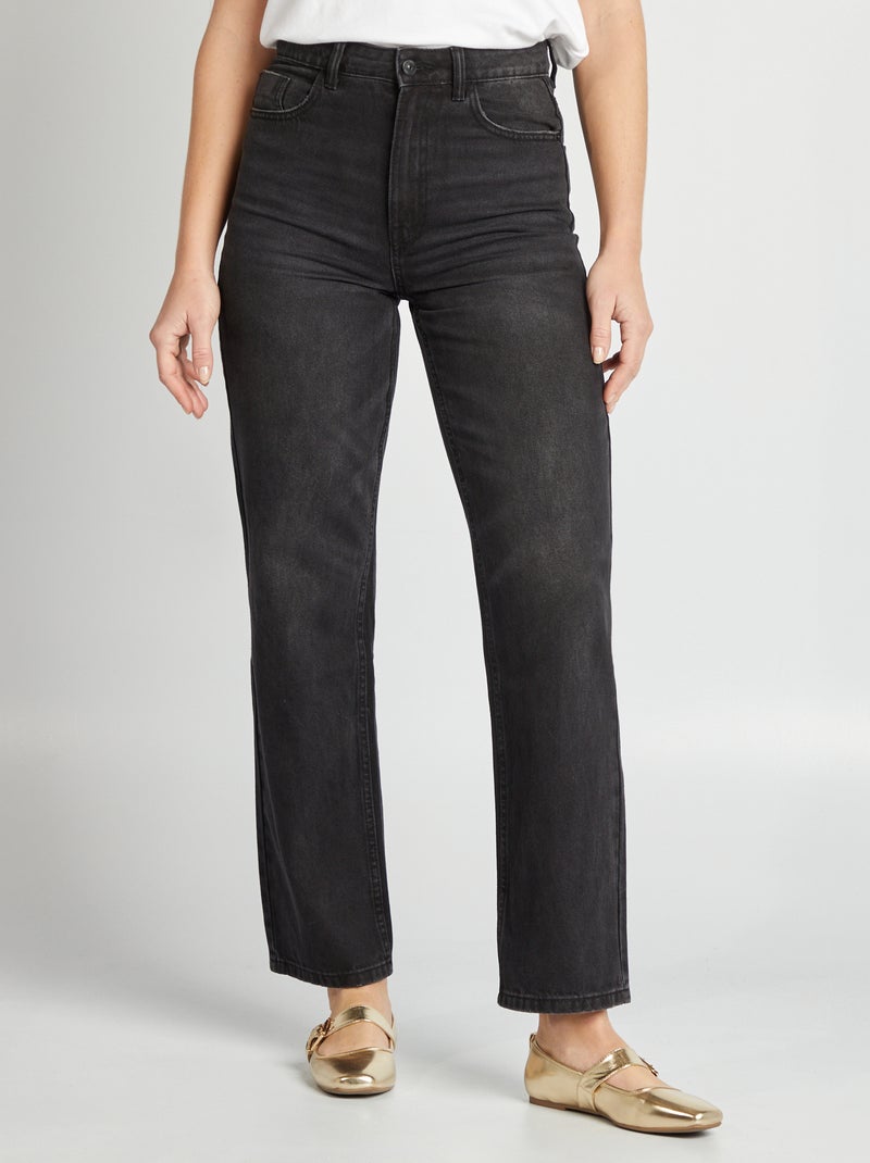 Jean straight uni Noir - Kiabi