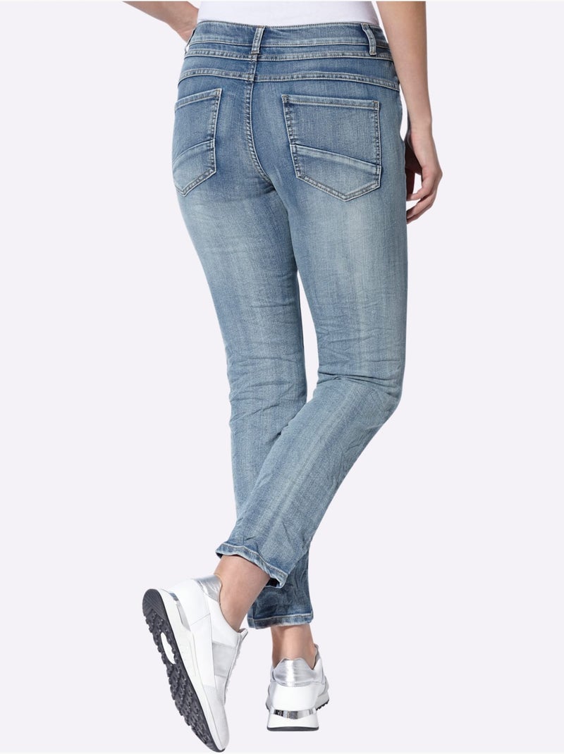 Jean style boyfriend - taille standard - helline Bleu Blanc - Kiabi