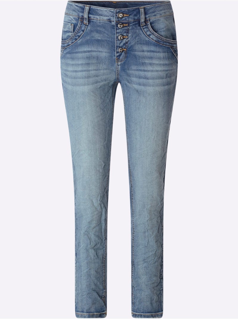 Jean style boyfriend - taille standard - helline Bleu Blanc - Kiabi