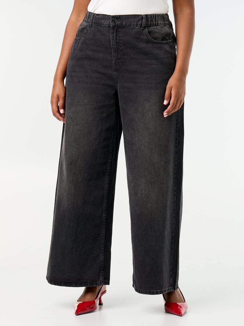 Jean super wide leg à 5 poches Noir - Kiabi