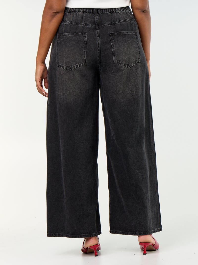 Jean super wide leg à 5 poches Noir - Kiabi