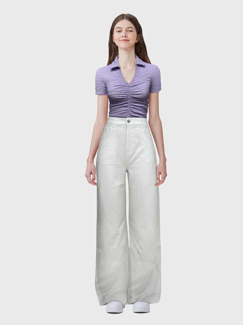 Jean taille haute - 5 poches Blanc - Kiabi