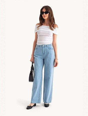 Jean taille haute à jambes larges