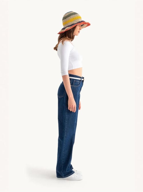 Jean taille haute à jambes larges - Kiabi Jean taille haute à jambes larges - Kiabi