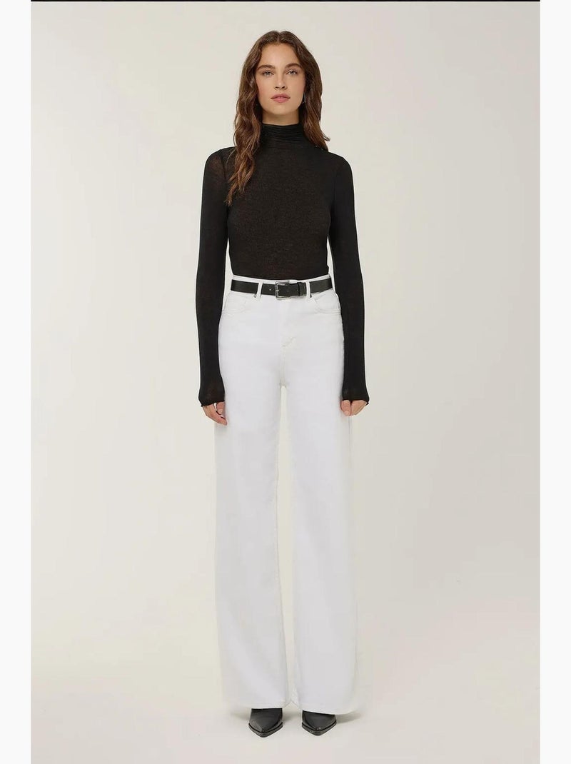Jean taille haute à jambes larges hiccup Blanc - Kiabi