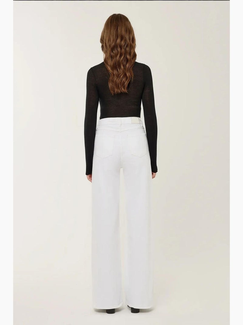 Jean taille haute à jambes larges hiccup Blanc - Kiabi