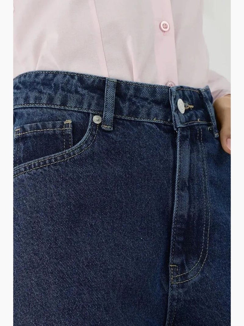 Jean taille haute à jambes larges hiccup Bleu - Kiabi
