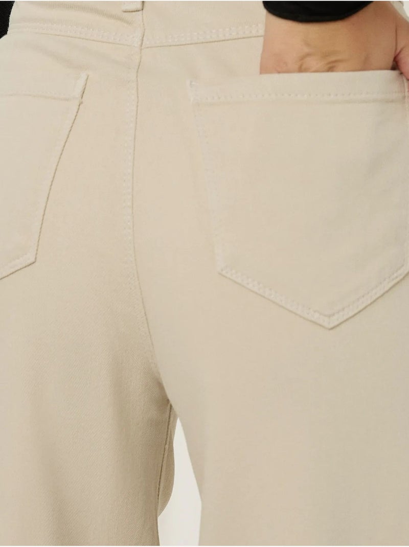 Jean taille haute à jambes larges hiccup Crème - Kiabi