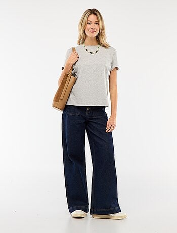 Jean taille haute avec boutons