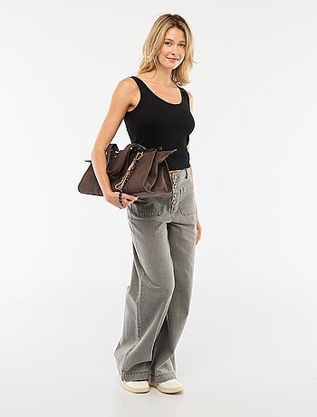 Jean taille haute avec boutons