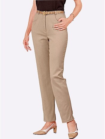 Jean taille haute avec ceinture élastique et 2 poches avant - Taille extra courte - Moda Vilona