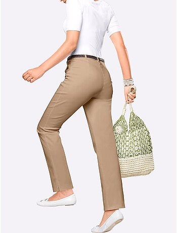 Jean taille haute avec ceinture élastique et 2 poches avant - Taille extra courte - Moda Vilona