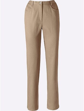 Jean taille haute avec ceinture élastique et 2 poches avant - Taille extra courte - Moda Vilona