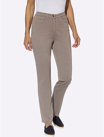 Jean taille haute avec ceinture élastique et poches arrondies - taille standard - moda vilona