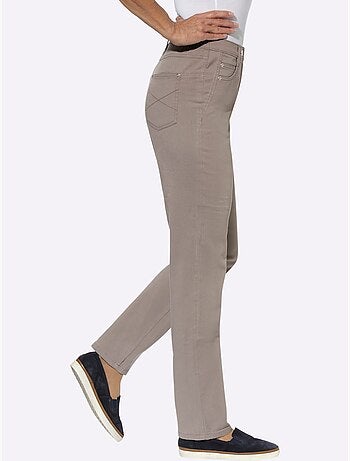 Jean taille haute avec ceinture élastique et poches arrondies - taille standard - moda vilona