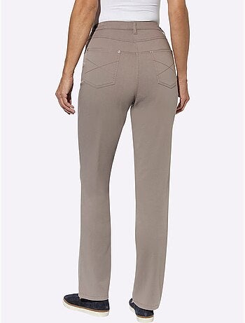 Jean taille haute avec ceinture élastique et poches arrondies - taille standard - moda vilona