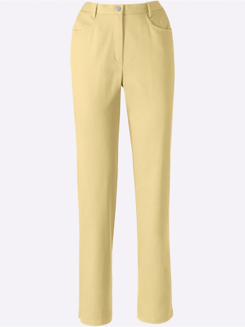 Jean taille haute avec ceinture élastique et poches avant - Taille courte - Moda Vilona Jaune - Kiabi
