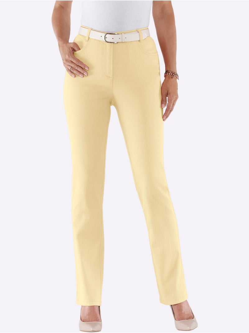 Jean taille haute avec ceinture élastique et poches avant - Taille courte - Moda Vilona Jaune - Kiabi