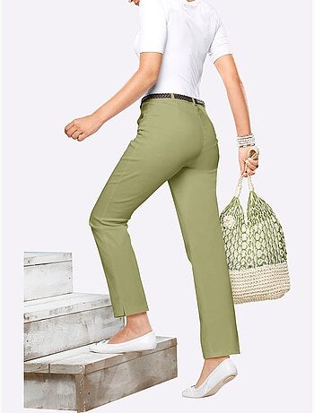 Jean femme taille haute avec ceinture élastique et poches avant - Taille courte - Moda Vilona