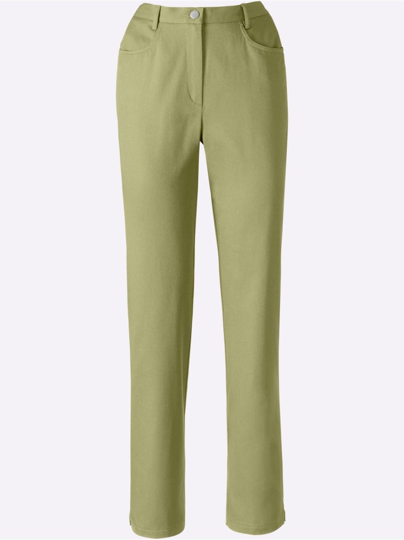 Jean taille haute avec ceinture élastique et poches devant - Taille courte - Moda Vilona Bleu Vert Gris - Kiabi