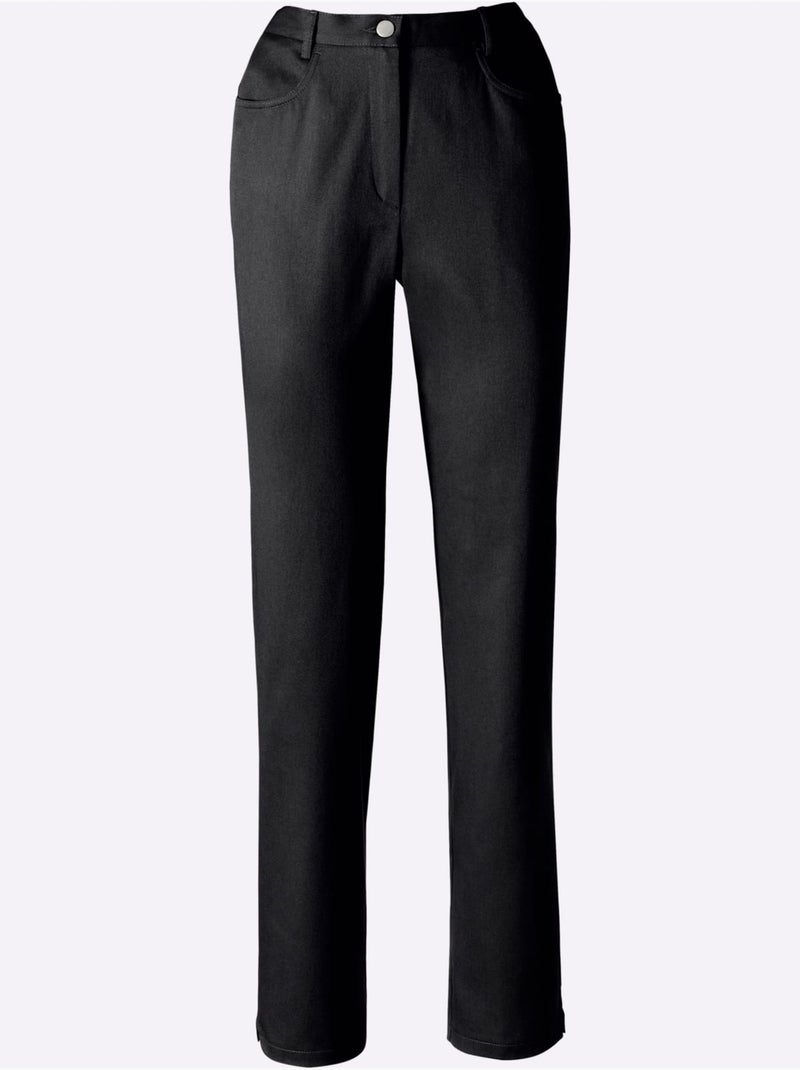 Jean taille haute avec ceinture élastique et poches devant - taille courte - moda vilona Noir - Kiabi